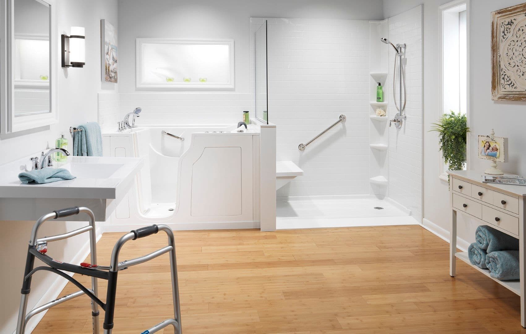 Walk-in tub and shower 