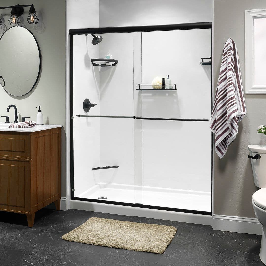 Clean, white and black shower